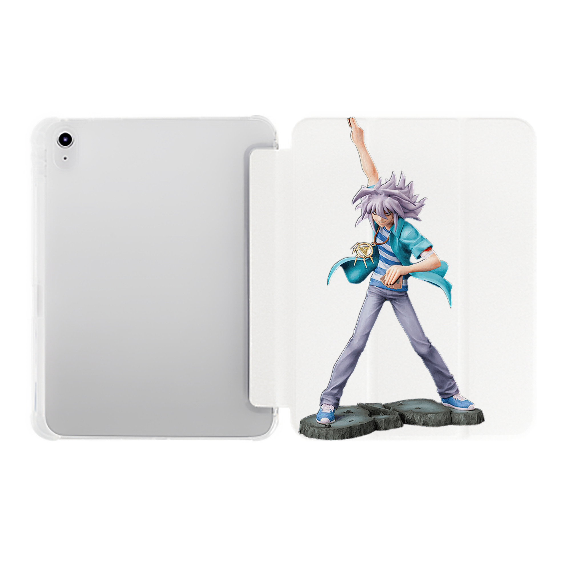 （画像用） 遊☆戯☆王 Yu-Gi-Oh! IPad ケース ペン収納付き 三つ折りスタンド PUレザー×シリコン 対応機種9.5/10.5/10.9インチ